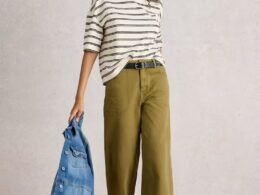 Tia Wide Leg Crop Jeans Khaki Green