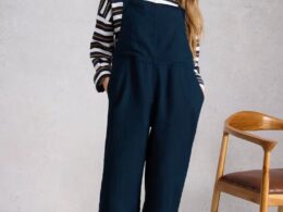 White Stuff Vivian Linen Dungaree Dark Navy