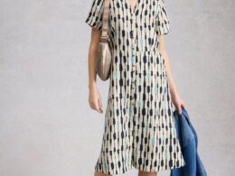 White Stuff Iris Linen Dress Ivory Multi