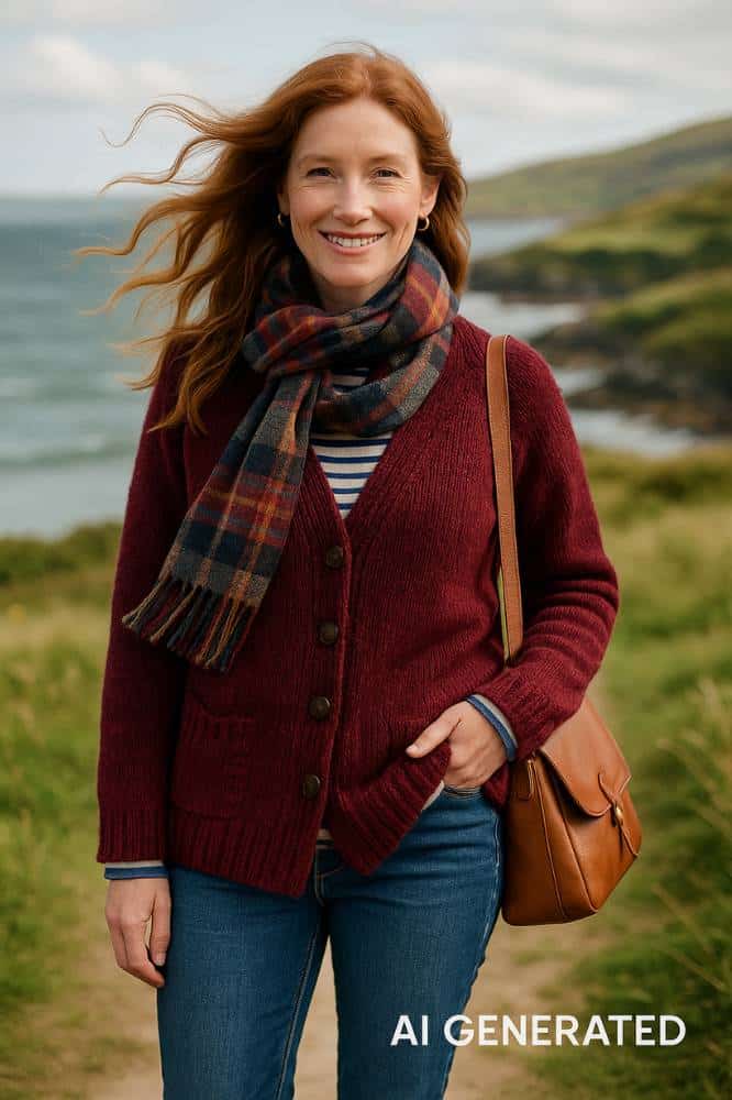 Aran Woollen Mills Ladies Donegal Cardigan Side Pockets Winter Berry - La Vie en Rose Damesmode