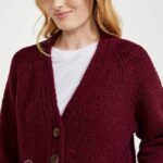 Aran Woollen Mills Ladies Donegal Cardigan Side Pockets Winter Berry - La Vie en Rose Damesmode