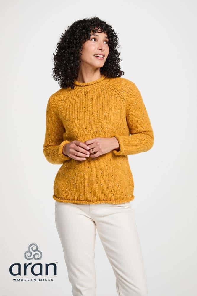 Aran Woollen Mills Ladies Roll Neck Raglan Crew Starfish - La Vie en Rose Damesmode
