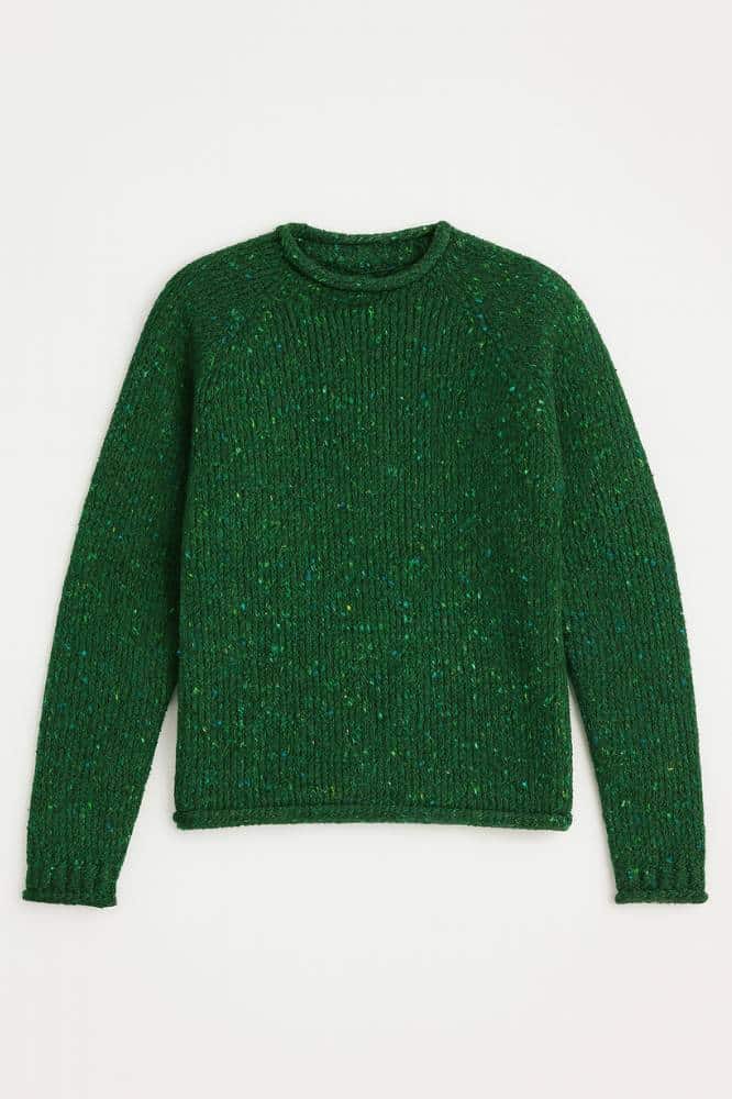 Aran Woollen Mills Ladies Roll Neck Raglan Crew Valley Green - La Vie en Rose Damesmode