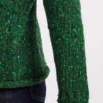 Aran Woollen Mills Ladies Roll Neck Raglan Crew Valley Green - La Vie en Rose Damesmode