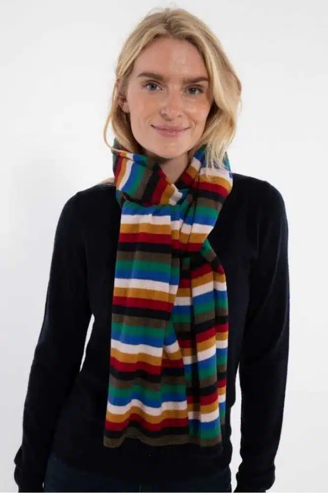 Danefae Danebundle-up Merino Scarf Royal Stripe