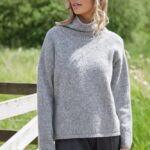 Fisherman out of Ireland Funnel Neck Slouchy Sweater Grey Extrafine Merino - La Vie en Rose Damesmode Enkhuizen