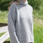 Fisherman out of Ireland Funnel Neck Slouchy Sweater Grey Extrafine Merino - La Vie en Rose Damesmode Enkhuizen