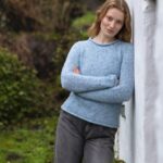 Fisherman out of Ireland Merino Wool Knitted Ladies Sweater Blue Mist - La Vie en Rose Damesmode
