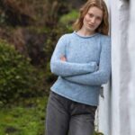 Fisherman out of Ireland Merino Wool Knitted Ladies Sweater Blue Mist - La Vie en Rose Damesmode