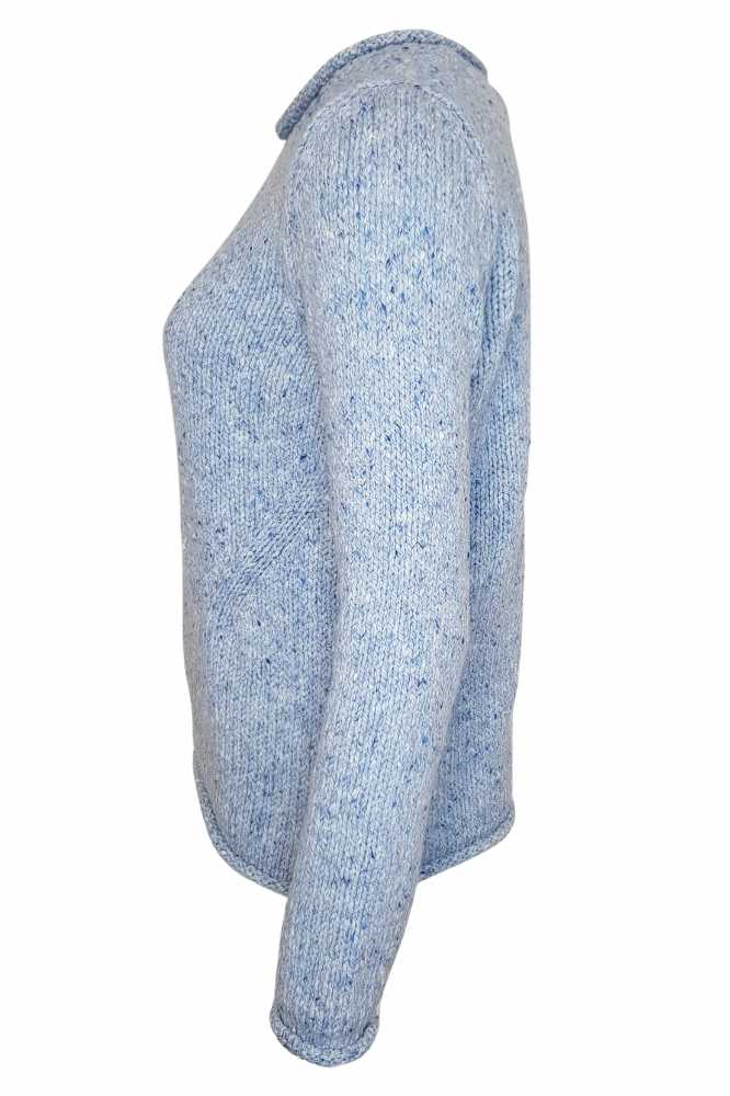 Fisherman out of Ireland Merino Wool Knitted Ladies Sweater Blue Mist - La Vie en Rose Damesmode