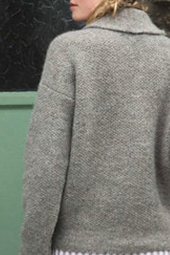 Fisherman out of Ireland Shawl Collar Cardie Tuck Baby Alpaca Smoke - La Vie en Rose Damesmode Enkhuizen