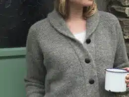 Fisherman out of Ireland Shawl Collar Cardie Tuck Baby Alpaca Smoke - La Vie en Rose Damesmode Enkhuizen