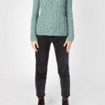 Irelands Eye Horseshoe Cable V Neck Ocean Mist - La Vie en Rose Damesmode