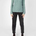 Irelands Eye Horseshoe Cable V Neck Ocean Mist - La Vie en Rose Damesmode