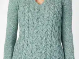 Irelands Eye Horseshoe Cable V Neck Ocean Mist - La Vie en Rose Damesmode