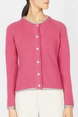 IrelandsEye Knitwear Killiney Cardigan Rose Pink - La Vie en Rose Damesmode