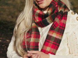 John Hanly Irish Wool Scarf Long 1902 Red Green Check