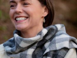 John Hanly Irish Wool Scarf Long 1907 Snow Grey Charcoal