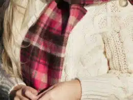 John Hanly Irish Wool Scarf Long 1914 Pink Maroon Check