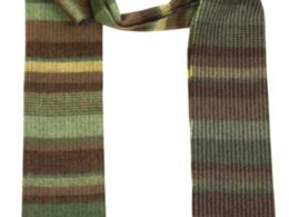 John Hanly Irish Wool Scarf Long 1976 Green Brown Horizontal Stripe