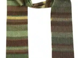 John Hanly Irish Wool Scarf Long 1976 Green Brown Horizontal Stripe