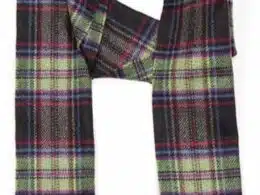 John Hanly Irish Cashmere Wool Scarf Blue Green Grey Check