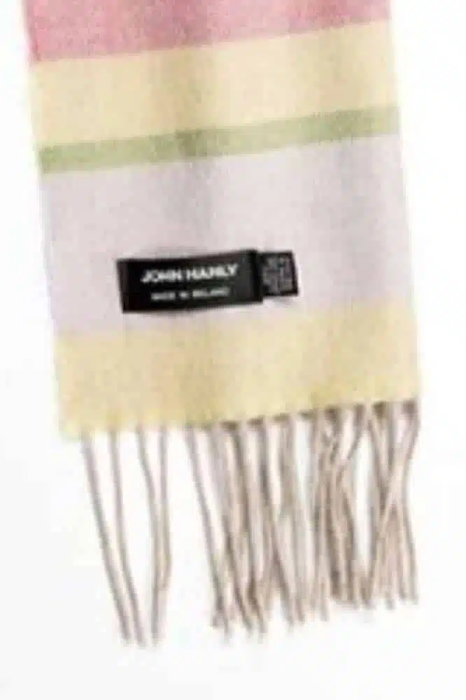 Hanly Green Pink Yellow Merino Luxury Wool Scarf - John Hanly