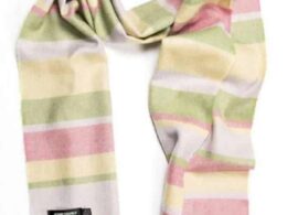 John Hanly Merino Luxury Wool Scarf Green Pink Yellow