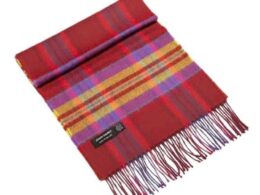 John Hanly Merino Luxury Wool Scarf Maroon Yellow