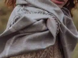 John Hanly Oversized Merino Scarf Silver Grey Pink Blue Overcheck