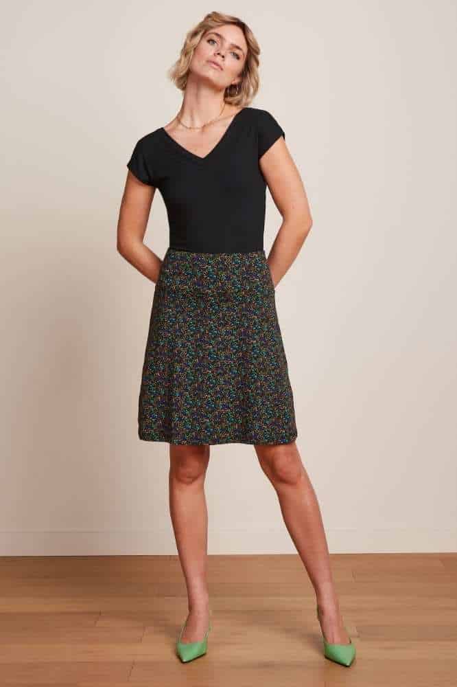 King Louie Border Skirt Elysee Black - La Vie en Rose Damesmode