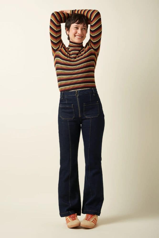 King Louie Chris Zip Pants Walker Denim GOTS Indigo Blue - La Vie en Rose Damesmode