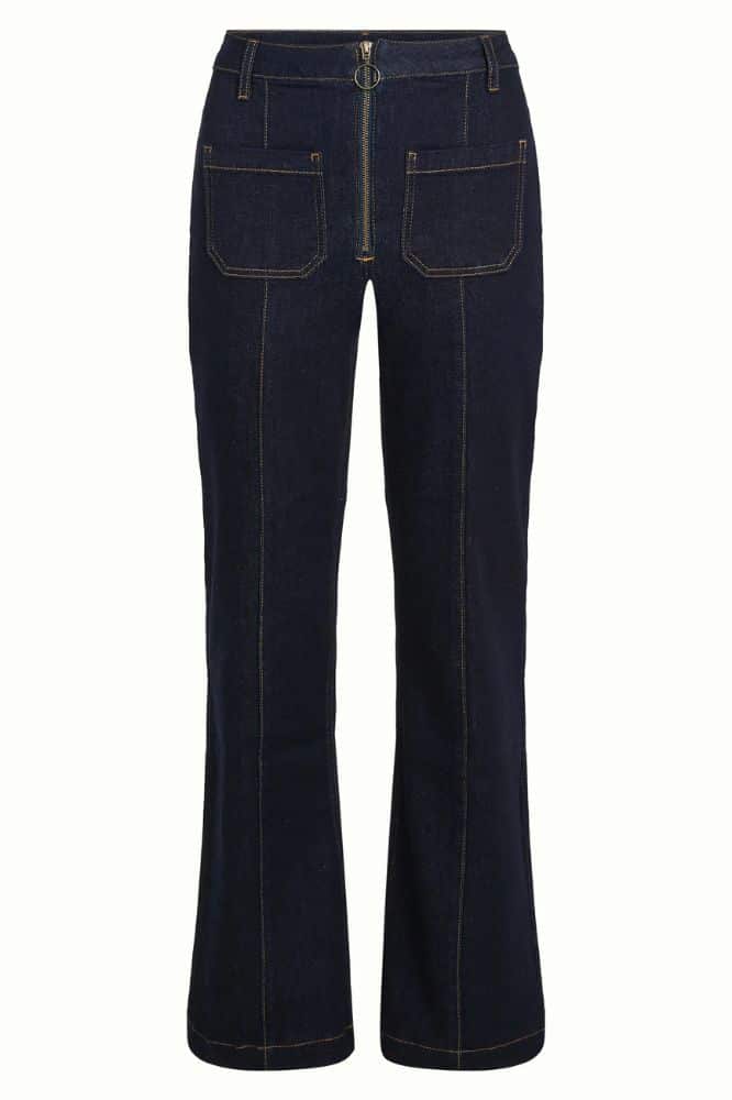 King Louie Chris Zip Pants Walker Denim GOTS Indigo Blue - La Vie en Rose Damesmode