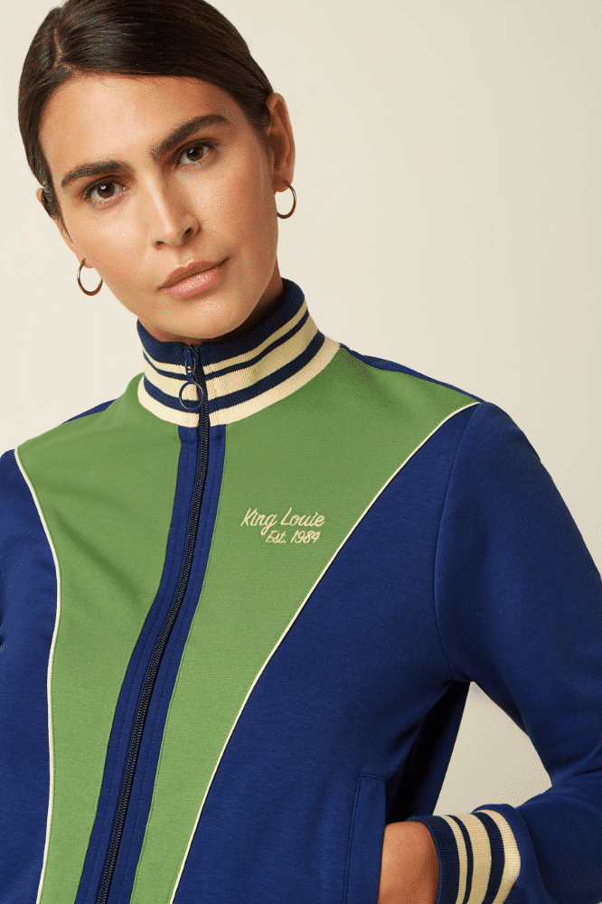 King Louie Colorblock Coljack Daytona Sweat Beacon Blue- La Vie en Rose Damesmode