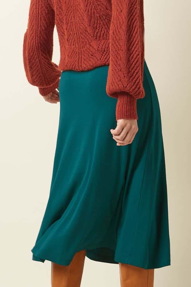 King Louie Juno Midi Skirt Milano Crepe Spruced Green - La Vie en Rose Damesmode