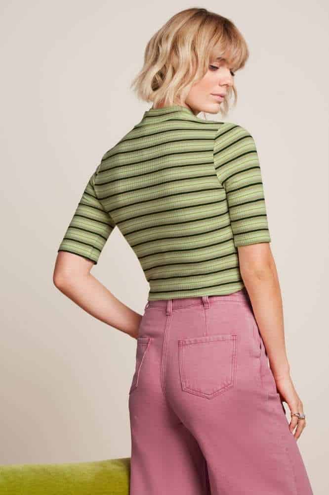 King Louie Turtle Top Seaside Stripe Dark Citron - La Vie en Rose Damesmode