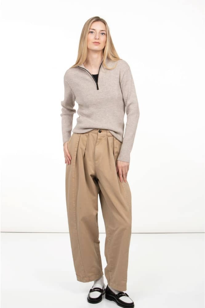 Roosenstein Wolke Robin Merino Rip Half Zip Sand - La Vie en Rose Damesmode