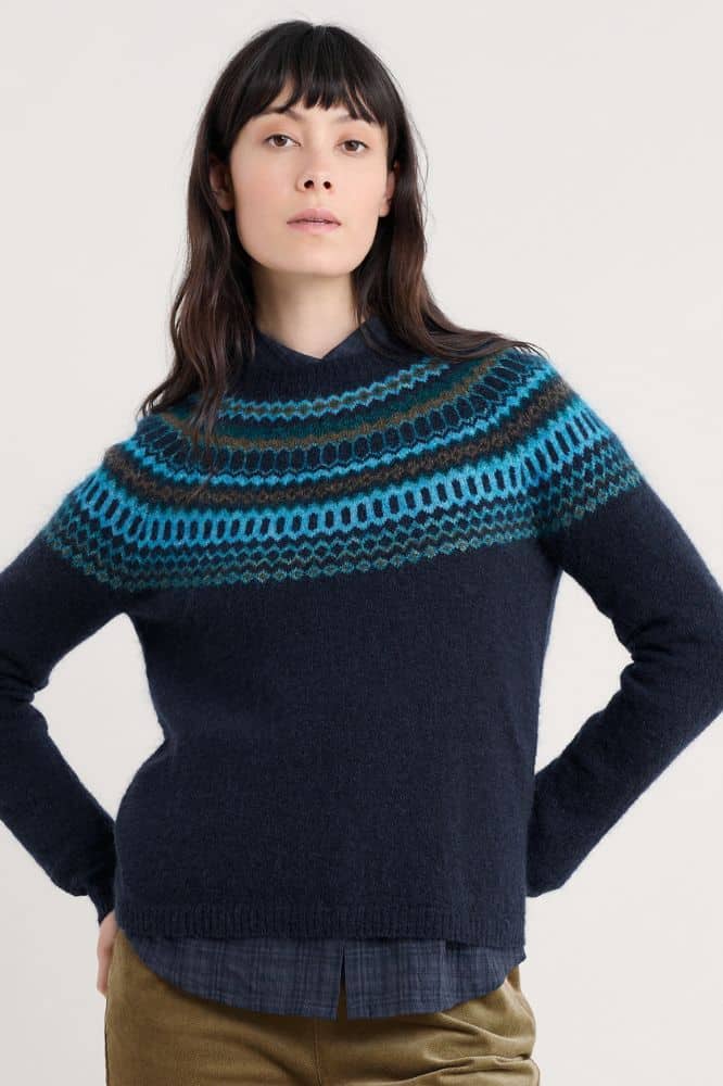 Seasalt Cornwall Annik Fair Isle Jumper Modernist Cyan Multi- La Vie en Rose Damesmode Enkhuizen