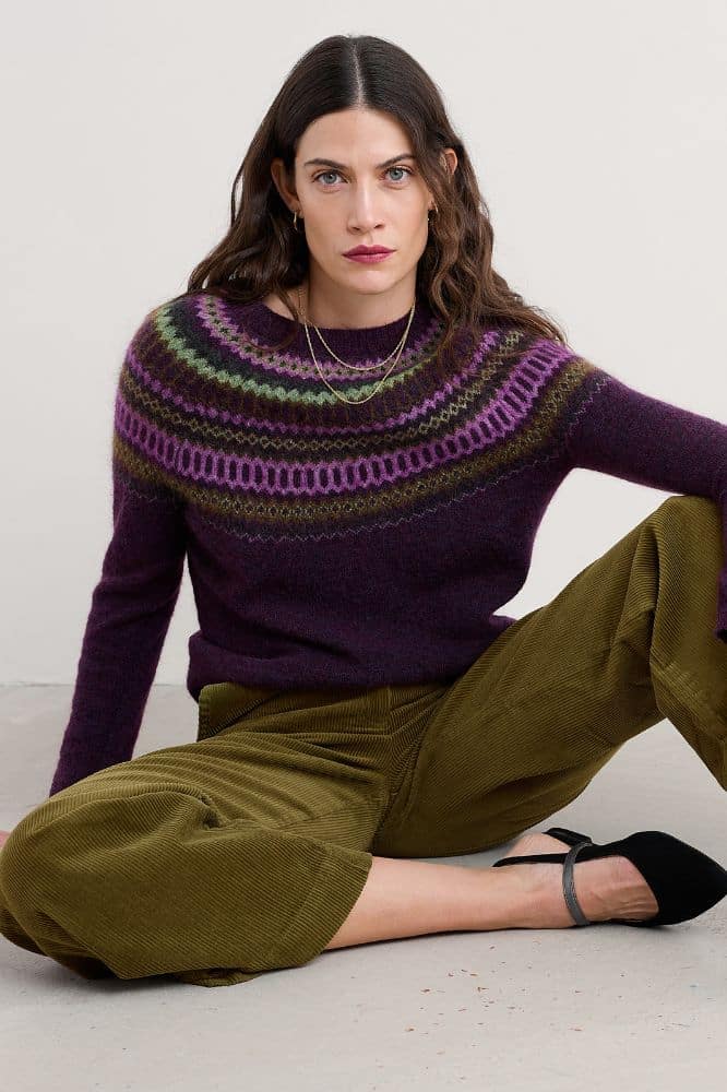 Seasalt Cornwall Annik Fair Isle Jumper Modernist Grape Oak Mix - La Vie en Rose Damesmode Enkhuizen