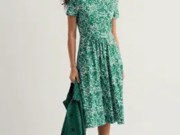 Seasalt Cornwall April Dress Woodland Floral Dark Stem