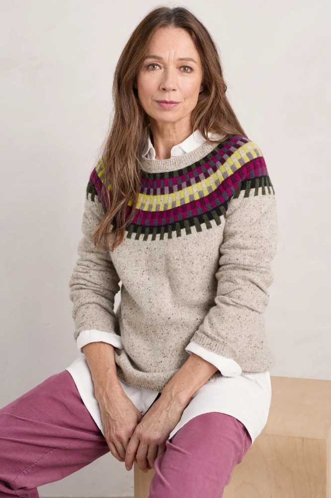 Seasalt Cornwall Berlewen Fair Isle Jumper Croquet Aran Multi - La Vie en Rose Damesmode