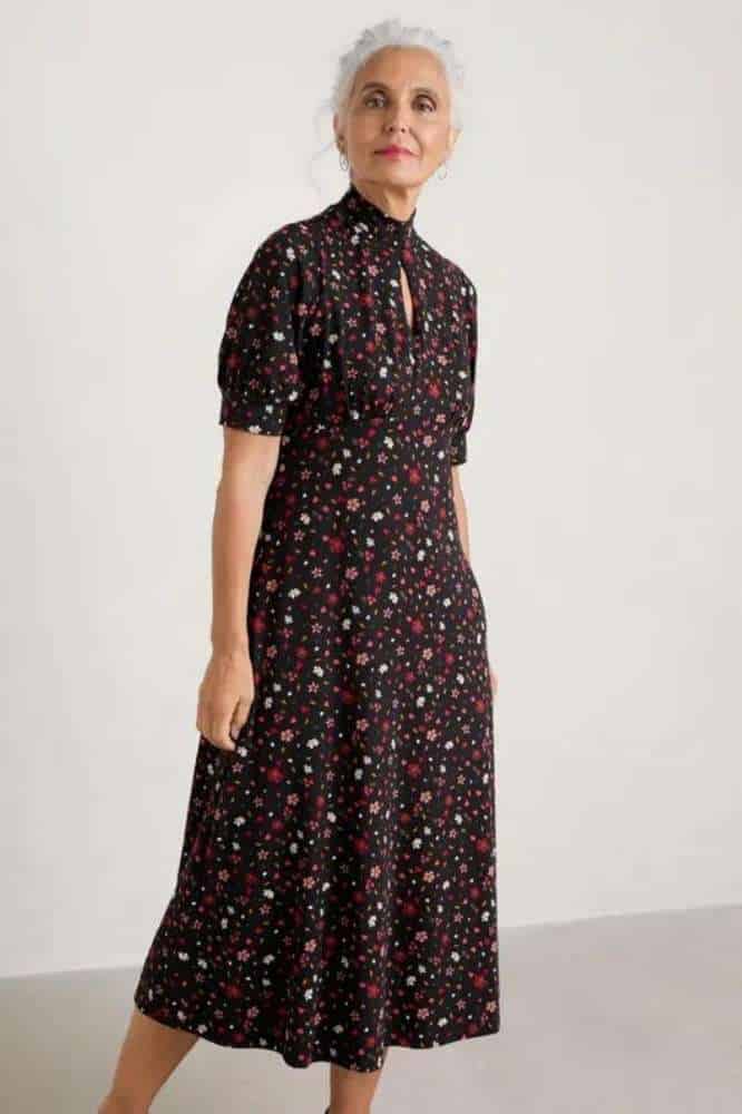 Seasalt Cornwall Calendula Dress Petal Press Onyx