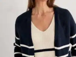 Seasalt Cornwall Castle Beach Cardigan Stripe Porthole Maritime Chalk - La Vie en Rose Damesmode