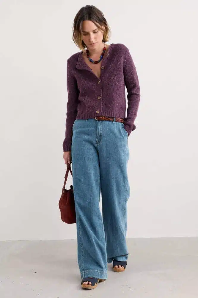 Seasalt Cornwall Dawson Pick Cardigan Merino Grape - La Vie en Rose Damesmode