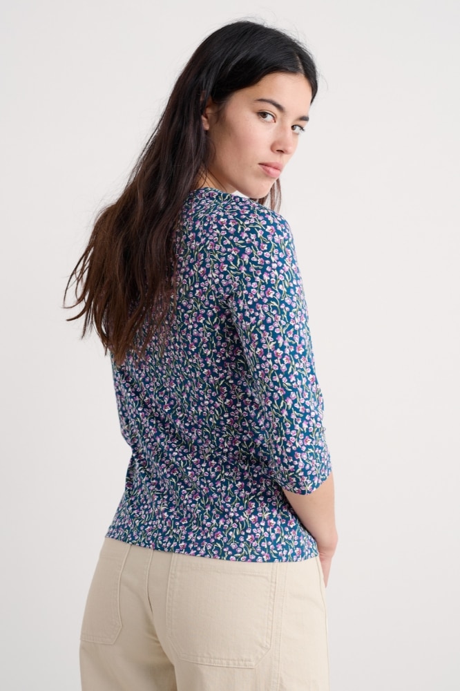 Seasalt Cornwall Easel 34 Sleeve Top Flax Flower Bright Orchid - La Vie en Rose Damesmode Enkhuizen