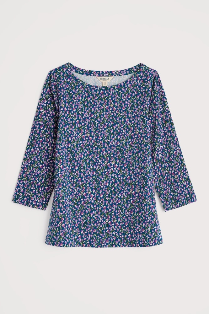 Seasalt Cornwall Easel 34 Sleeve Top Flax Flower Bright Orchid - La Vie en Rose Damesmode Enkhuizen