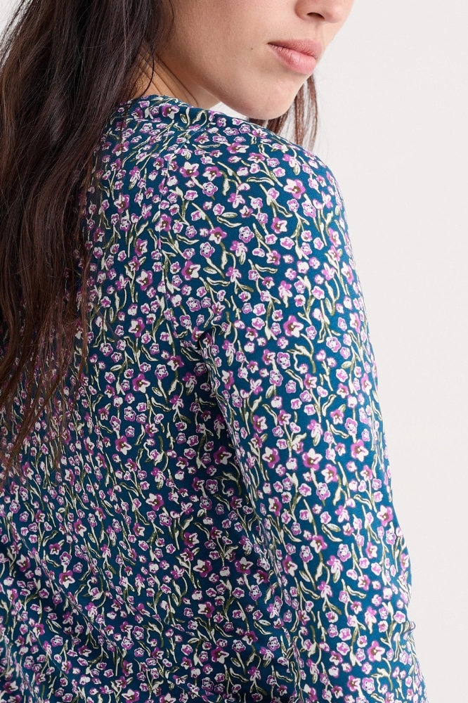 Seasalt Cornwall Easel 34 Sleeve Top Flax Flower Bright Orchid - La Vie en Rose Damesmode Enkhuizen