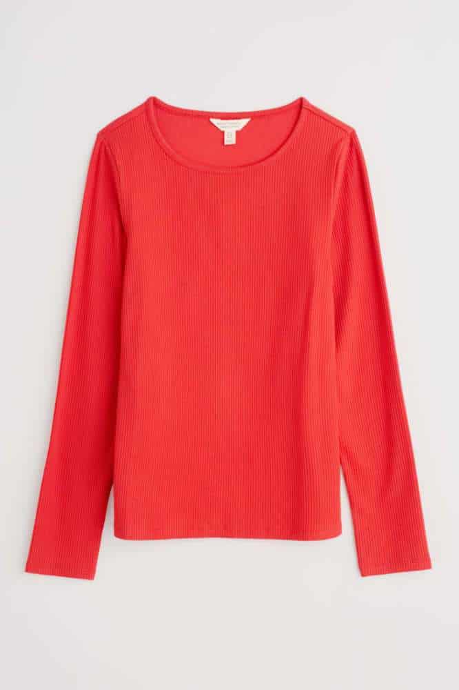 Seasalt Cornwall Gorse Lane Rib Top Tomato - La Vie en Rose Damesmode