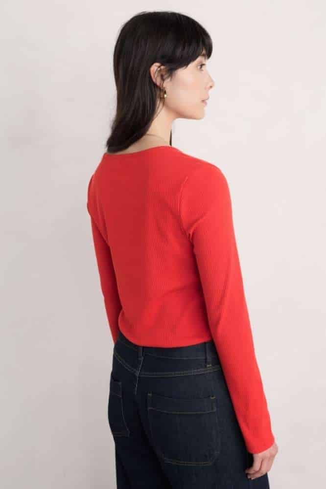 Seasalt Cornwall Gorse Lane Rib Top Tomato - La Vie en Rose Damesmode