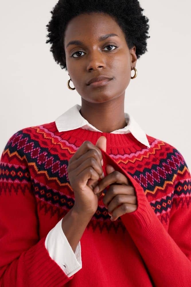 Seasalt Cornwall Gurnard's Head Jumper Windward Carmine Multi - La Vie en Rose Damesmode Enkhuizen